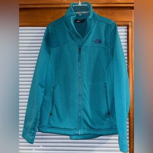 The North Face Sz M Teal Blue Timber Full Zip Soft Shell Fleece Lined Jacket